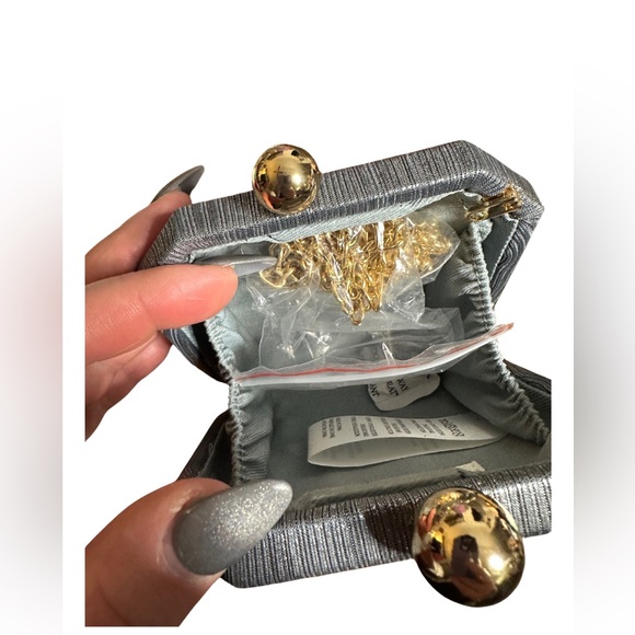 Anthropologie Mini Metallic Hard Case Clutch, Silver, NWOT - Picture 5 of 5